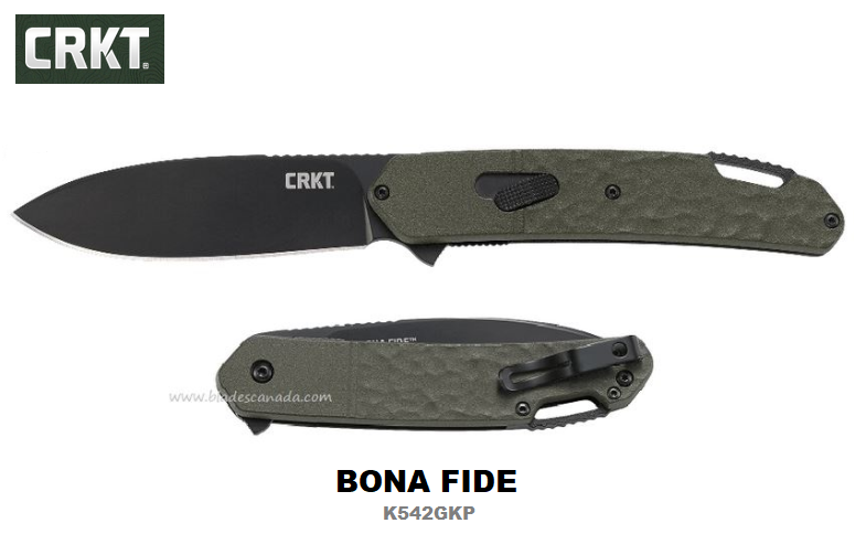 CRKT Bona Fide Flipper Folding Knife, 1.4116 Steel, Aluminum OD Green, CRKTK542GKP - Click Image to Close